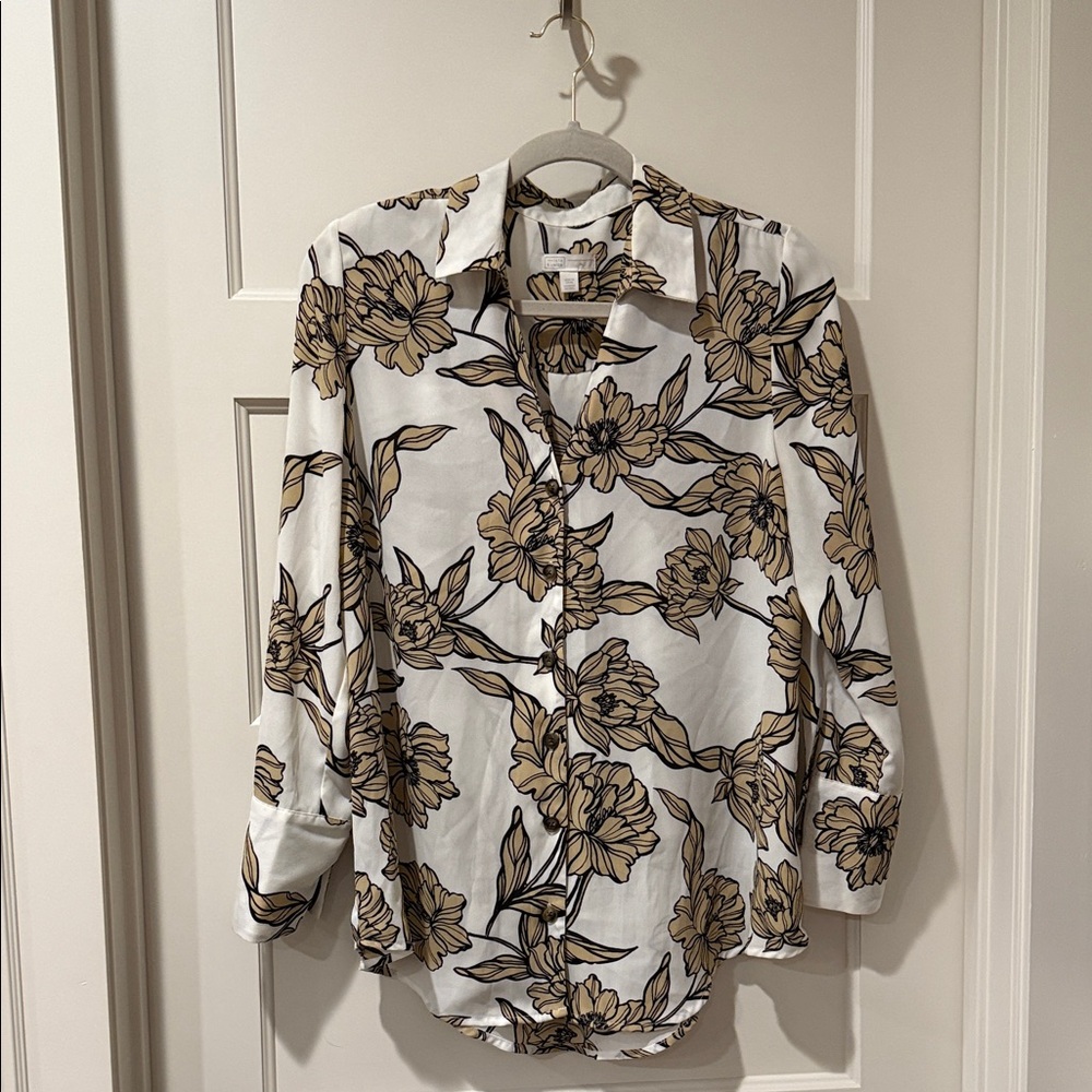 14th & Union White and Tan Floral Button Down Shirt